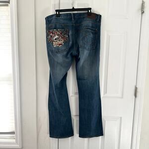 Marc Ecko Vintage Y2K Standard Embroidered Pocket Cut & Sew Skull Denim Jeans 38